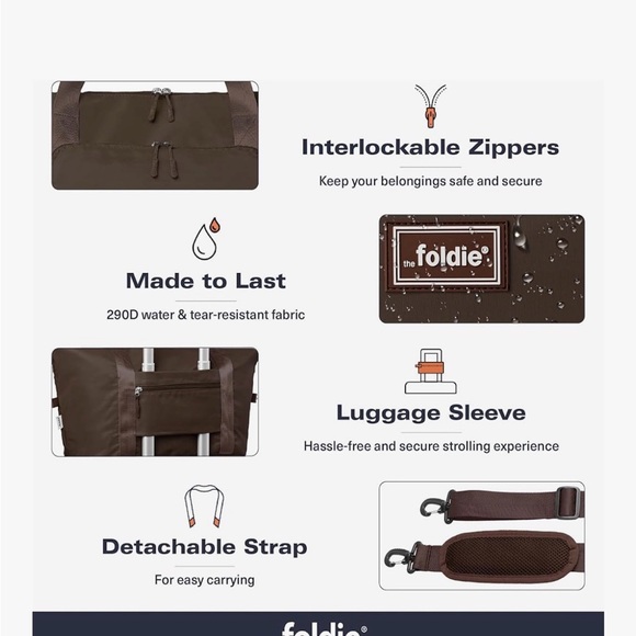 Brown Foldie Bag for travel fits under seat in airplane - Picture 4 of 6